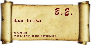 Baar Erika névjegykártya